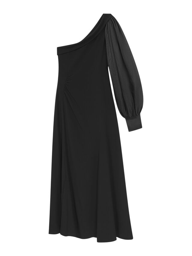 Maeve One-Shoulder Blouson Sleeve Midi Dress